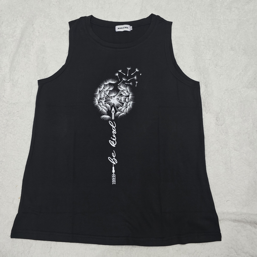 Magic Black Graphic Muscle Tee Sleeveless Relaxed Size Large